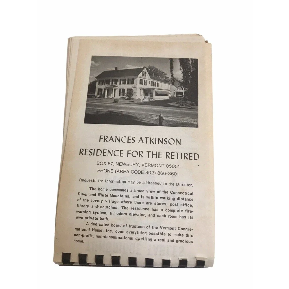 Vintage CRACKER BARREL COOKBOOK First Congregational Church  NEWBURY Vermont